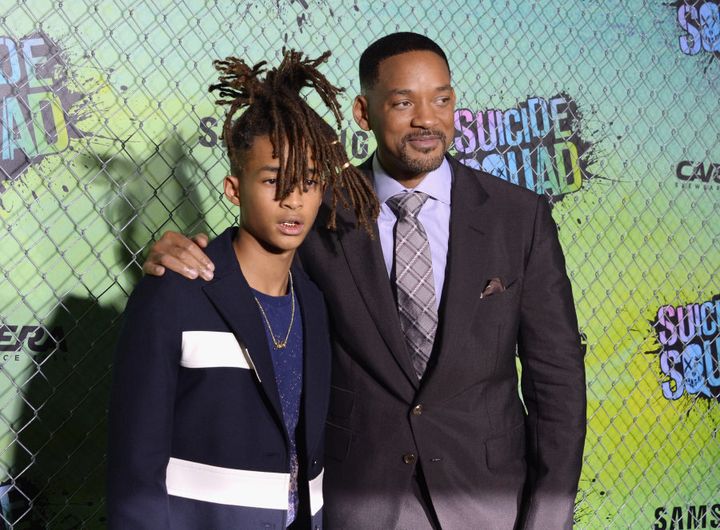 Jaden Smith and Will Smith on the black carpet.