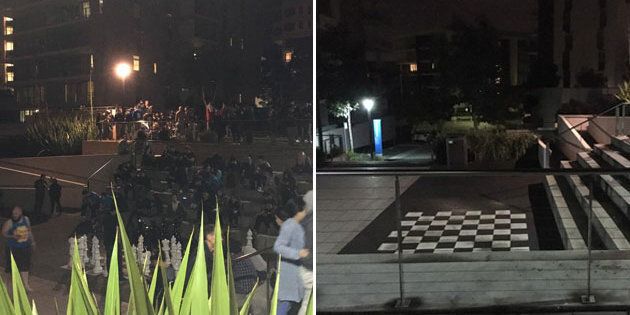 The park in Rhodes, before and after the Pokestops were removed
