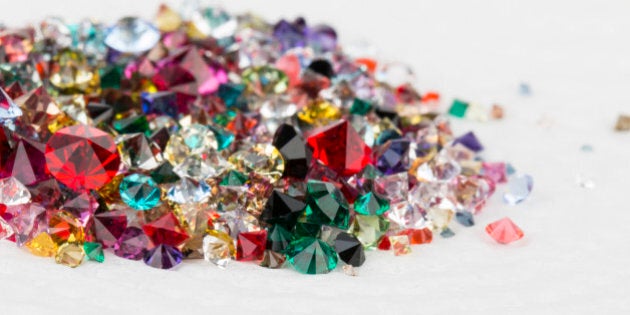 Collection of many different natural gemstones. Stock Image macro.