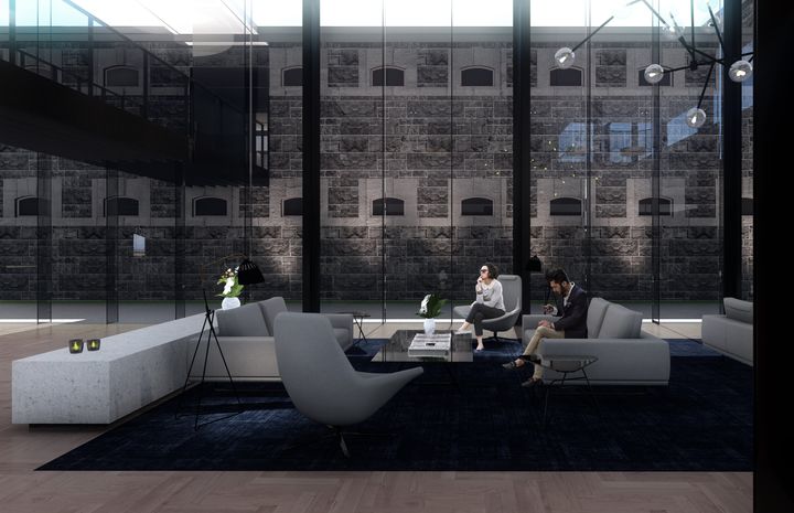 The original prison's facade can still be seen but modern architecture will create the sumptuous lobby.