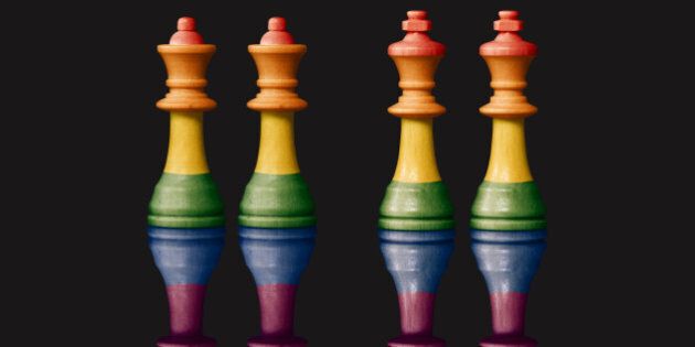 Kings and queens pawns symbolizing the same sex marriage