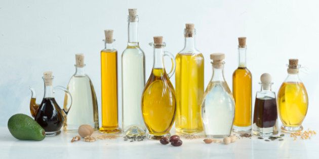 avocado oil, walnut oil, linseed oil, sunflower oil, olive oil, sesam oil, peanut oil, rapeseed oil, pumpkin seed oil, corn oil
