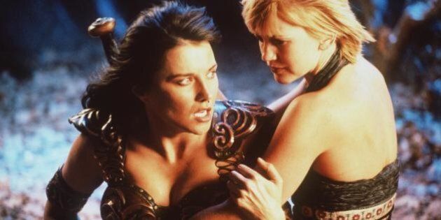 384678 05: Actress Lucy Lawless stars as Xena and Renee O''Connor stars as Gabrielle in Renaissance Pictures and Studio USA''s syndicated television series 'Xena Warrior Princess.' (Photo by Universal International Television)