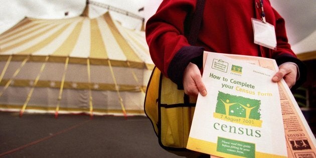 An ABS employee with census forms in 2001.