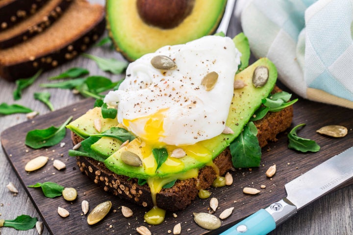 Avo and poached eggs, a classic breakfast staple.