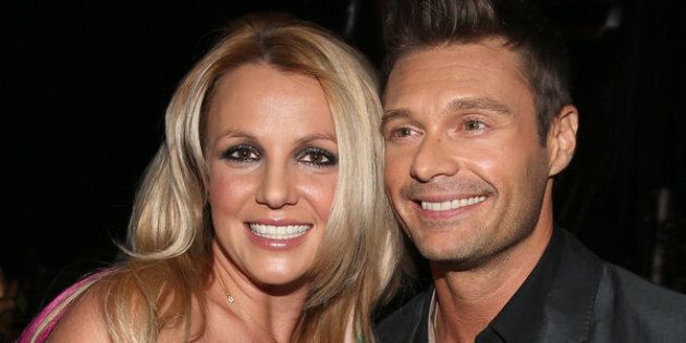 Britney Spears and Ryan Seacrest backstage at the 2012 iHeartRadio Music Festival at MGM Grand Garden Arena on Sept. 21, 2012 in Las Vegas, Nevada.