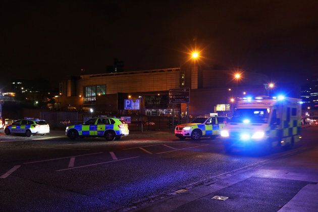Sirens sound as emergency services flood the Manchester Arena in the minutes following the blast.