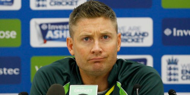 Australia's captain Michael Clarke listens during a press conference at the Oval cricket ground in London, Wednesday, Aug. 19, 2015. The fifth test starts at the ground on Thursday. (AP Photo/Kirsty Wigglesworth)