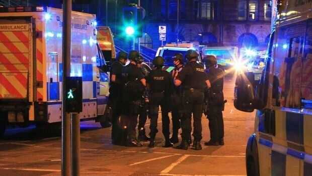 Police in Manchester in the aftermath of the tragedy.