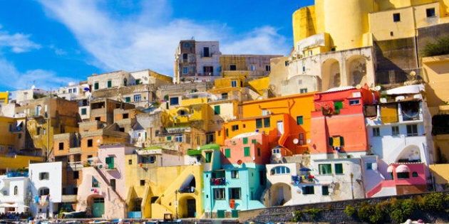 Colorful island of Procida, Naples, beautiful spot in the Mediterranean Sea Coast, Italy