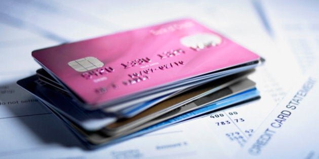 Close up of stack of credit cards