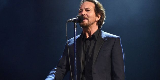 Eddie Vedder performs during the Rock and Roll Hall of Fame induction ceremony on April 29, 2017.