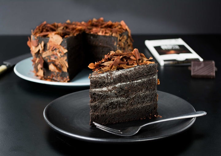 A stunning deep, dark and moist cake with delectable chocolate flavours from the high cocoa content chocolate.