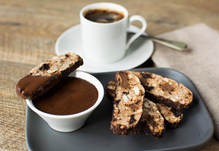 This double chocolate biscotti has it all: chocolate flavour, crunch and a decadent dip. Enjoy with a strong coffee or tea.