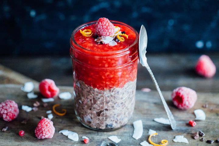 Chia seeds make a delicious pudding: simply add a few tablespoons to your milk of choice and top with your favourite berries.