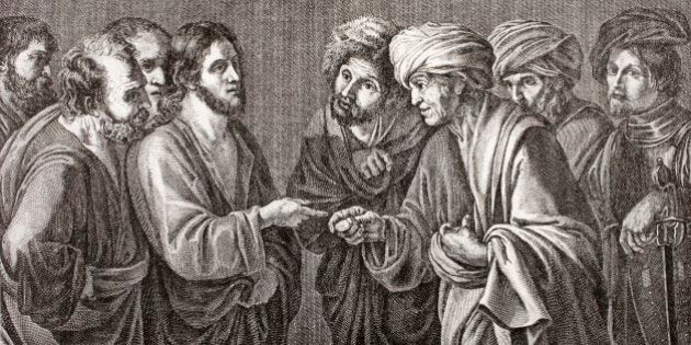 And Jesus Answering Said Unto Them, Render To Caesar The Things That Are Caesar's, And To God The Things That Are God's. And They Marvelled At Him. After A Work By Bartolomeo Manfredi. From Les Artes Au Moyen Age, Published Paris 1873. (Photo by: Universal History Archive/UIG via Getty Images)