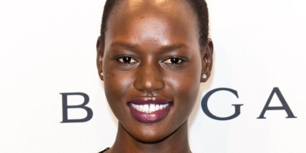 NEW YORK, NY - FEBRUARY 05: Model Angelique 'Ajak' Deng attends the 2014 amfAR New York Gala at Cipriani Wall Street on February 5, 2014 in New York City. (Photo by Gilbert Carrasquillo/FilmMagic)