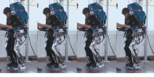 Patient using the exoskeleton.