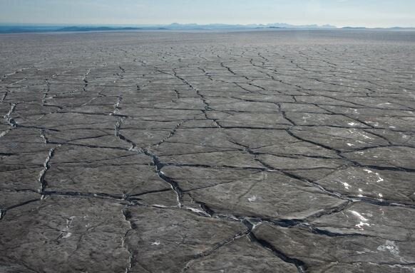 This incredible aerial shot shows the Greenland ice sheet in 2014, a year in which there were a record number of forest fires in the northern hemisphere.