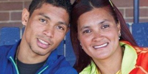 Odessa Swarts and her son, gold medalist Wayde van Niekerk.