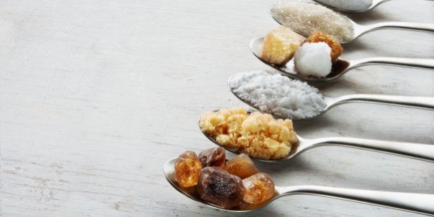 Various kinds of sugar in spoon