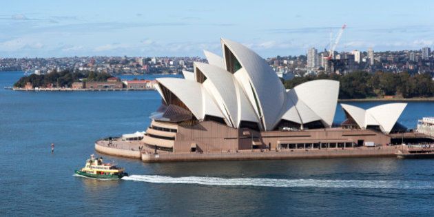 The distinctive Sydney Opera House , seen here from the Harbour Bridge walkway, is internationally recognised as one of the great architectural creations of the 20th century.