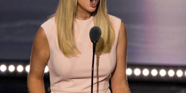 CLEVELAND, USA - JULY 21: Ivanka Trump, daughter of Donald Trump, speaks about how her father is the best choice for President during the 2016 Republican National Convention in Cleveland, Ohio, USA on July 21, 2016. (Photo by Samuel Corum/Anadolu Agency/Getty Images)