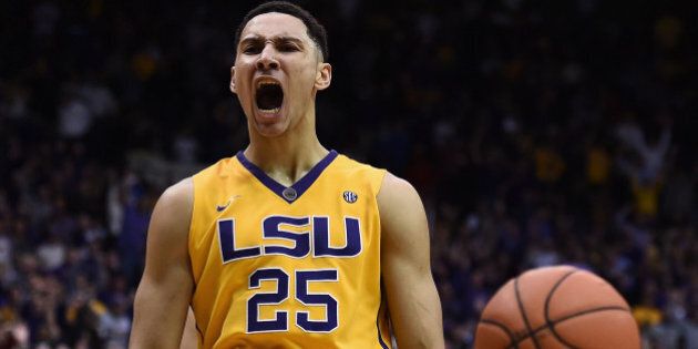 BATON ROUGE, LA - JANUARY 05: Ben Simmons #25 of the LSU Tigers reacts to a dunk against the Kentucky Wildcats during the second half of a game at the Pete Maravich Assembly Center on January 5, 2016 in Baton Rouge, Louisiana. LSU defeated Kentucky 85-67. (Photo by Stacy Revere/Getty Images)