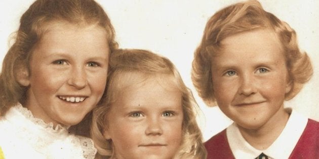 You may not tell but Michele (far right) has her hair painted in for this picture of her during treatment for cancer.