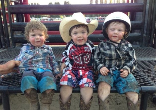 Beau Cosgrove (middle) with his brothers on the farm.