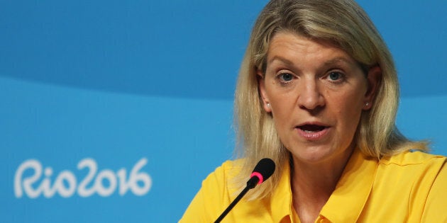 Kitty Chiller, speaking on behalf of the Australian Olympic contingent, in Rio.