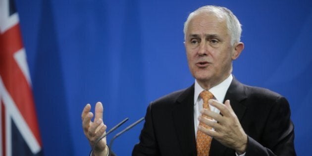 Prime Minister of Australia Malcolm Turnbull briefs the media during a news conference after talks with German Chancellor Angela Merkel at the chancellery in Berlin, Germany, Friday, Nov. 13, 2015. (AP Photo/Markus Schreiber)