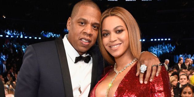 LOS ANGELES, CA - FEBRUARY 12: Jay Z and Beyonce during The 59th GRAMMY Awards at STAPLES Center on February 12, 2017 in Los Angeles, California. (Photo by Kevin Mazur/Getty Images for NARAS)