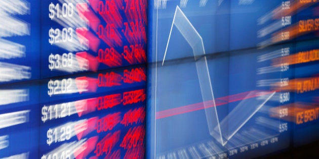 The information of stocks that lost in prices are displayed on an electronic board inside the Australian Securities Exchange, operated by ASX Ltd., in Sydney, Australia, on Friday, July 24, 2015. The Australian dollar slumped last week as a gauge of Chinese manufacturing unexpectedly contracted, aggravating the impact of declines in copper and iron ore prices. Photographer: Brendon Thorne/Bloomberg via Getty Images