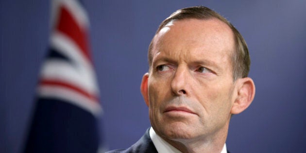 FILE - In this Sept. 19, 2014 file photo, Australian Prime Minister Tony Abbott speaks during a press conference, in Sydney. Beleaguered Prime Minister Abbott will face a second challenge to his position this year, with a ballot of government colleagues late Monday, Sept. 14, 2015, hours after a senior minister challenged him for his party leadership. (AP Photo/Rick Rycroft, File)