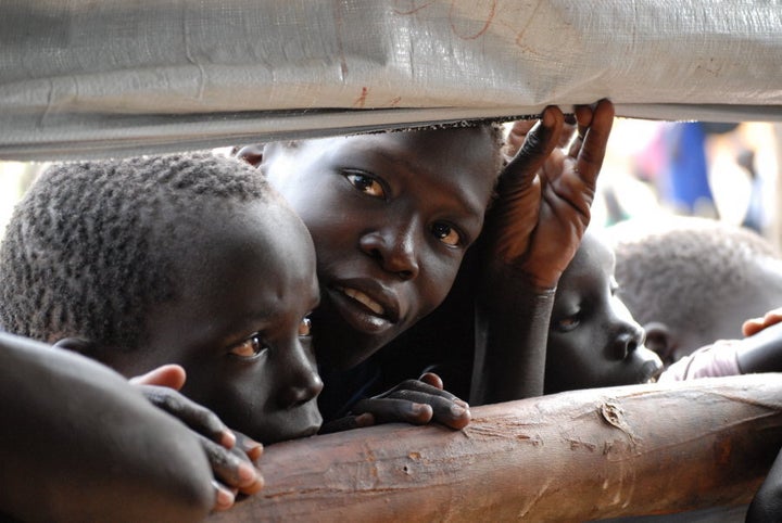 Children at Imvepi Refugee Camp in Uganda, where alongside food distributions, World Vision assesses around 200 vulnerable children per day.