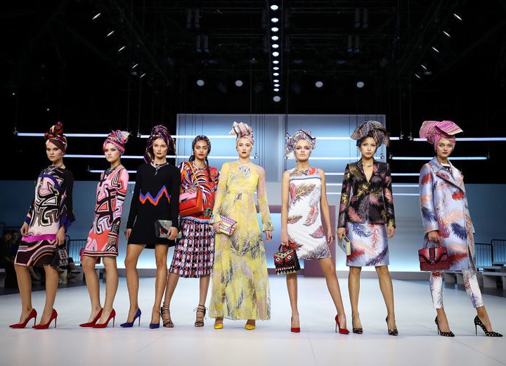 Models wear Pucci during the Myer Spring 16 Fashion Launch.