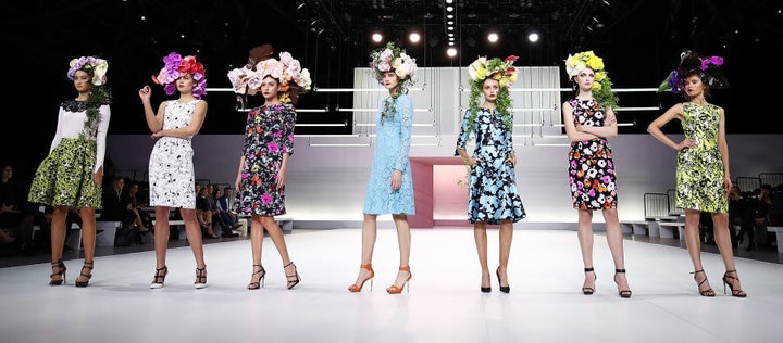 Models wear Oscar de la Renta during the Myer Spring 16 Fashion Launch.