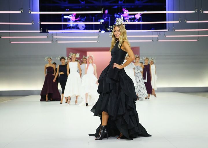 Jennifer Hawkins wears Maticevski during the Myer Spring 16 Launch.