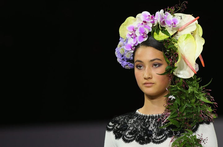 Model wears Oscar De La Renta during the Myer Spring 16 Launch.