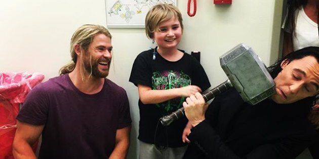 The duo took time out of their filming schedule to surprise more than 80 children.
