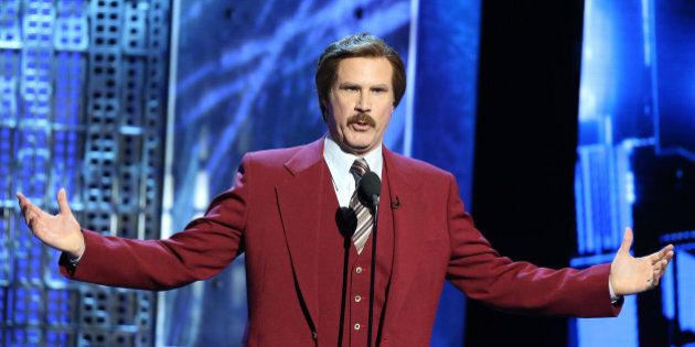 LOS ANGELES, CA - MARCH 14: Will Ferrell (in character as 'Ron Burgundy') speaks onstage during Comedy Central Roast of Justin Bieber held at Sony Picture Studios on March 14, 2015 in Los Angeles, California. (Photo by Michael Tran/FilmMagic)