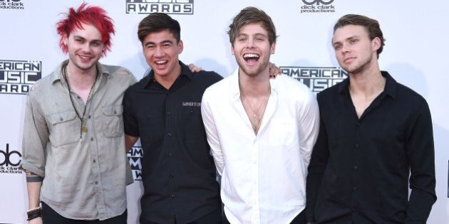 LOS ANGELES, CA - NOVEMBER 22: 5 Seconds Of Summer arrives at the 2015 American Music Awards at Microsoft Theater on November 22, 2015 in Los Angeles, California. (Photo by Steve Granitz/WireImage)