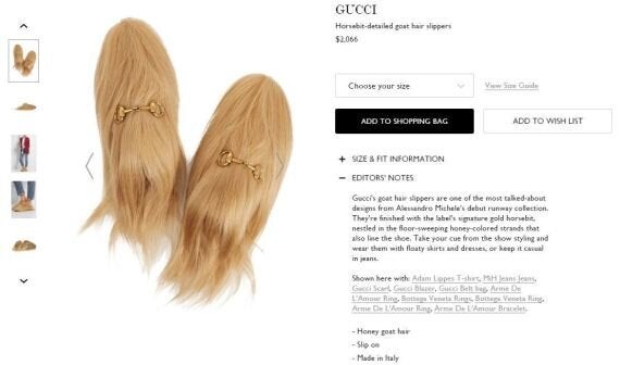 Gucci store goat slippers