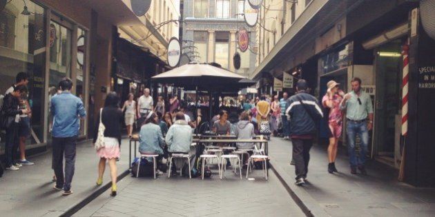 lunch at a street in CBD, Melbourne, Australia