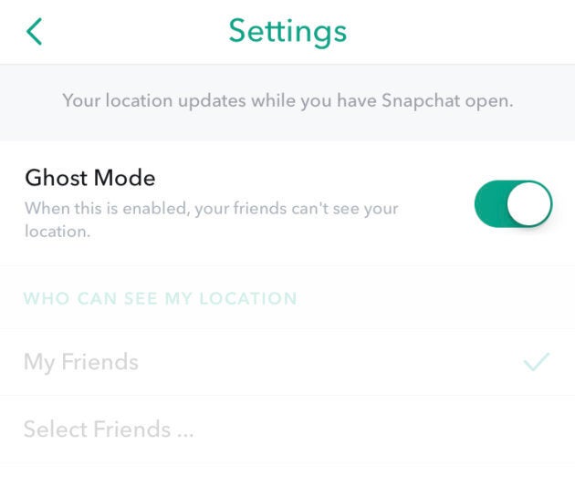 Switch on Ghost Mode to hide your location from friends.