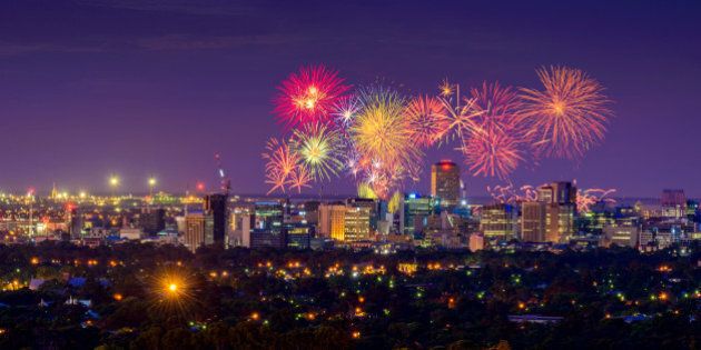 New Years Eve fireworks display in Adelaide, South Australia