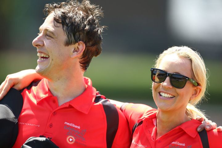 Samuel Johnson and Carrie Bickmore at the Medibank Melbourne Celebrity T20.