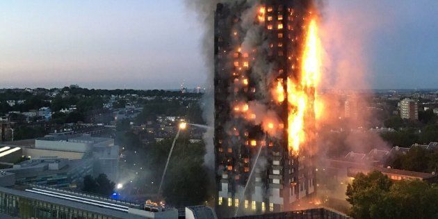 The fire breaks out at Grenfell Tower