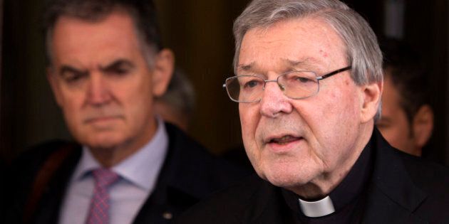 Australian cardinal George Pell reads a statement to reporters as he leaves the Quirinale hotel after meeting members of the Australian group of relatives and victims of priestly sex abuses, in Rome, Thursday, March 3, 2016. Pell, Pope Francisâ top financial adviser, gave evidence for a fourth and final day to the Royal Commission into Institutional Responses to Child Sexual Abuse from a Rome hotel conference room a short distance from the Vatican. (AP Photo/Riccardo De Luca)